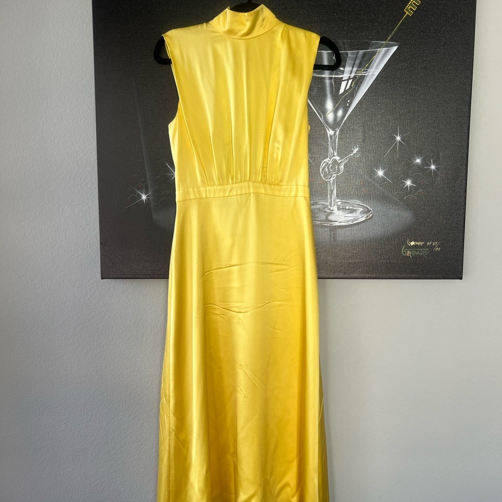 Saloni silk Elegant Yellow Sleeveless Dress s us 6 uk 10